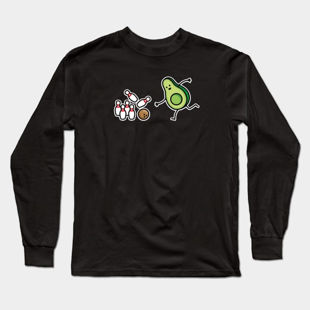 Funny bowling avocado cartoon bowling player gift Long Sleeve T-Shirt by LaundryFactory